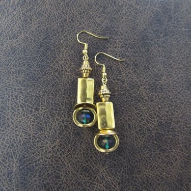 Gold and green crystal earrings 2 