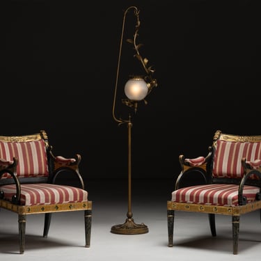 Regency Armchairs / Unique Floor Lamp