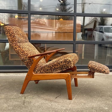 Sexy Danish Lazy Boy Recliner by Christian Sorensen for Gorm in Leopard Print