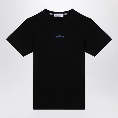 Stone Island Black Cotton T-Shirt With Logo Men