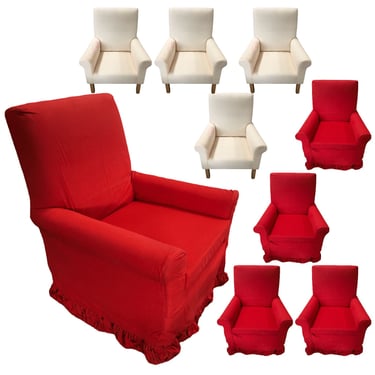 White Muslim Lounge Armchairs with Red Cover and Skirt 