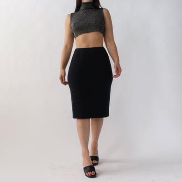 Vintage Midnight Fitted Knit Skirt - W25+
