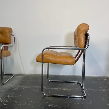 Pair of Mariani Italian "Tucroma" Dining Chairs in new leather by Guido Faleschini