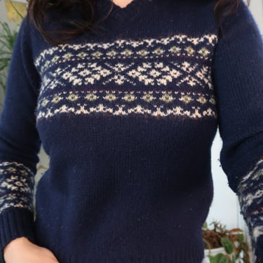 Vintage Navy V Neck Sweater