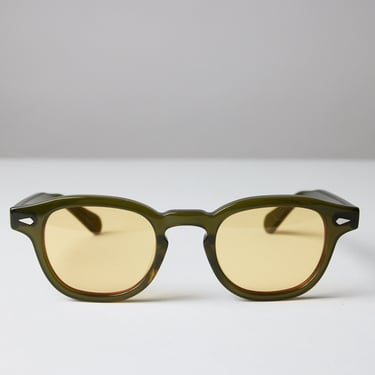 Large - New York Eye_rish, Causeway. Olive Green Frame with Yellow Lenses 