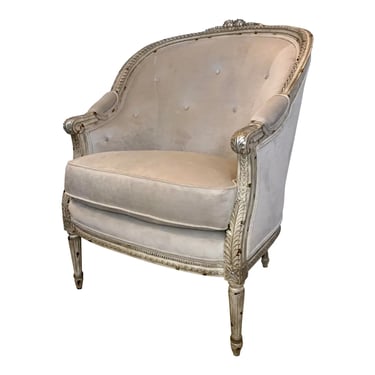Theodore Alexander Light Grey Velvet Crete Bergere Chair