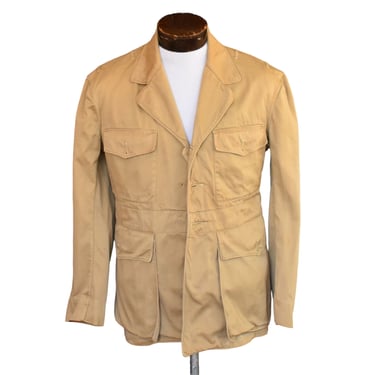 WWII US Navy Khaki Officer Jacket, WW2 Cotton Serge Coat, Military Uniform, Vintage 1940s, Size Small to Medium 