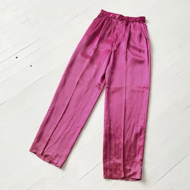 Vintage Metallic Pink Pinstripe High Waist Cropped Pants 
