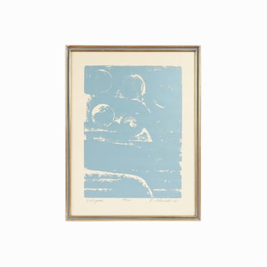 1966 "Eclipse" Serigraph on Paper Mid Century Modern Blue Moon 