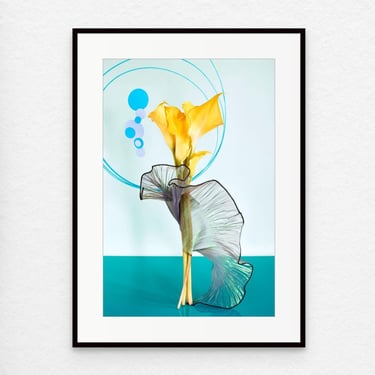 Archival Framed Photo: Still Life With Yellow Calla Lily, Archival Pigment Print, Non-Glare Acrylic, Metal Frame, Original Art, 11x15 inches 