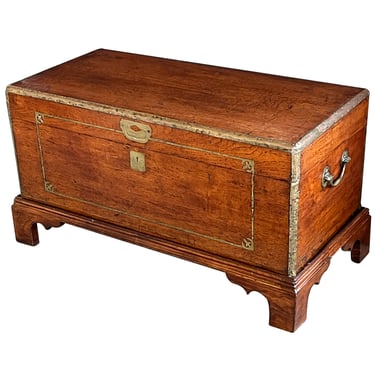An English 19th Century Mahogany Campaign Trunk/Chest with Brass Detailing