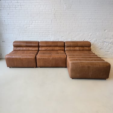 Modular Camel Leather Sectional