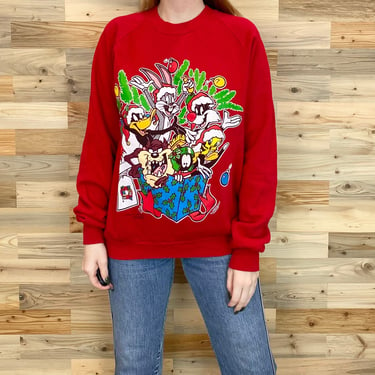 Vintage 90's Looney Tunes Holiday Christmas Sweater 