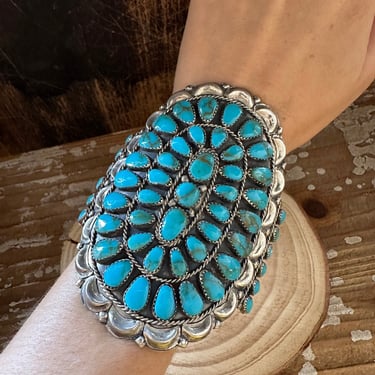 DANNY L. WAVEKA Blue Howlite Cluster Cuff 48g | Howlite and Silver Cuff | Sterling Silver | Native American, Navajo, Southwestern Jewelry 