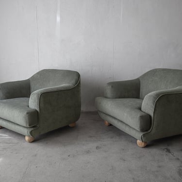 Oversized Pair of Postmodern Lounge Chairs 