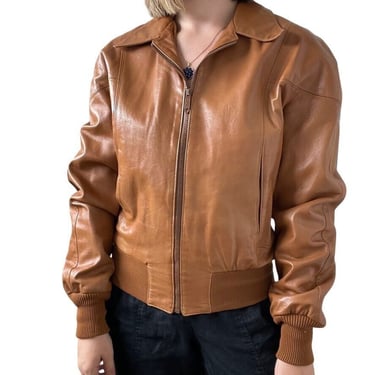 Vintage 1960s Harry Pollock Brown Leather Retro Western Bomber Full Zip Jacket 
