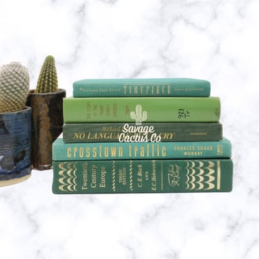 Green Book Stacks for Home Decor, Staging, Office, Library, Designer Books, Bookshelves, Props, Wedding | Teal, Turquoise, Lime, Avocado Grn 