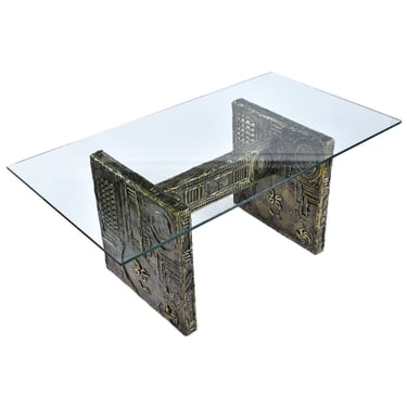 Adrian Pearsall for Craft Associates Glass Top Brutalist Dining Table or Desk 