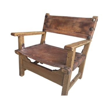French Oak &#038; Leather Chair (Four Available)