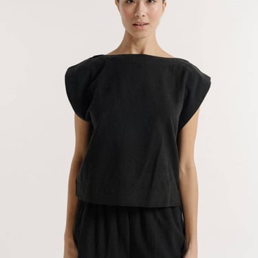 LAUDE the Label - Sleeveless Top - Black Silk Noil