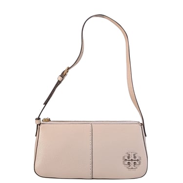 Tory Burch - Cream Pebbled Leather "McGraw Wedge" Shoulder Bag