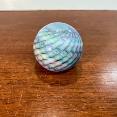 Vintage Gibson Art Glass Paperweight Iridescent Multi Color Swirl 