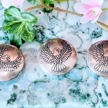 3 Sterling Navajo Concho Button Covers~Hawk Buttons 