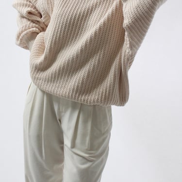 Vintage Cream Knit Ribbed Pullover