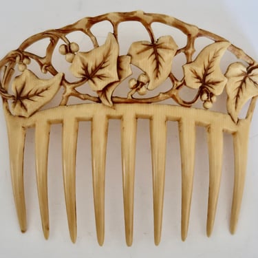 French Art Nouveau Ivy & Berries Celluloid Hair Comb 