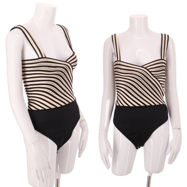 VALENTINO 1980s vintage bodysuit 4 XS / 80s VALENTINO Night sculpted striped top blouse onesie sz 2-4 