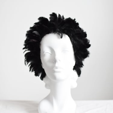 1960s Black Turkey Feather Hat 