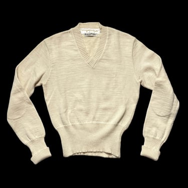Vintage 1940s OCTONEK Knitting Co Wool Sweater ~ V-Neck / Pullover ~ Letterman / Varsity ~ 
