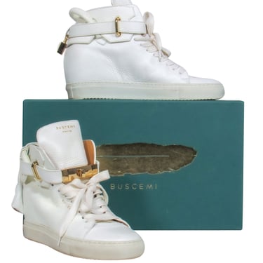 Buscemi - White 100MM Sneakers w/ Gold-Toned Hardware Sz 9.5