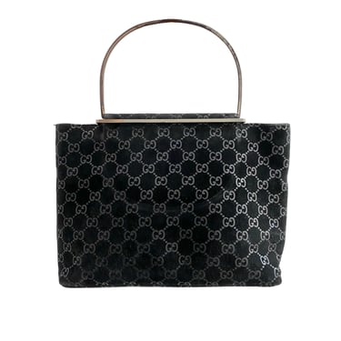 Gucci Black Monogram Suede Ring Handle Bag