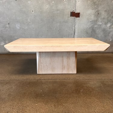 1980s Geometric Travertine Coffee Table Imported From Turkey