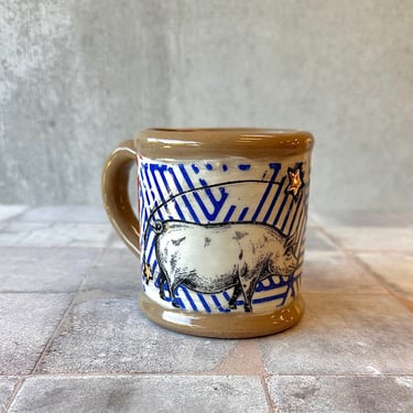 Ceramic coffee mug handmade, pig mug 