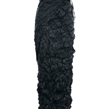 Krizia Black Crinkle Wrap Skirt