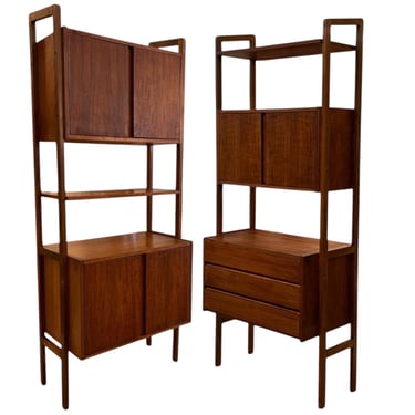 Free shipping within continental US - Vintage Mid Century Free Standing Room Divider Wall Unit Cabinet with 3-Drawers and Finished Back 