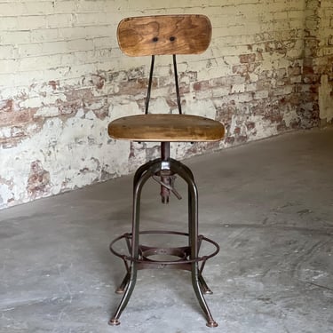 Vintage Toledo Uhl Steel Industrial Shop Stool 