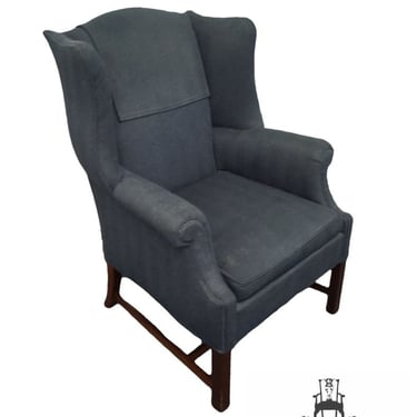 HICKORY CHAIR Contemporary Modern Denim Blue Upholstered Accent Wingback Arm Chair 