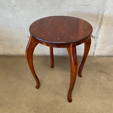 Biomorphic Solid Walnut Sculpted Accent Side Table With Curved Legs