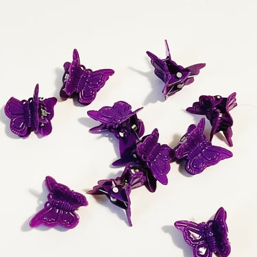 90s Style  Butterfly Clips Purple Butterflies Hair Clips Hair Accessories Set of 10 Butterfly Small Hair Claws 1990's Retro Accessories 