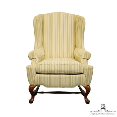 HIGHLAND HOUSE Traditional Queen Anne Cream / Off White Upholstered Accent Wingback Arm Chair 