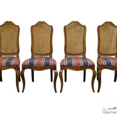 Set of 4 CENTURY FURNITURE Solid Pecan Rustic Country French Cane Back Dining Chairs 