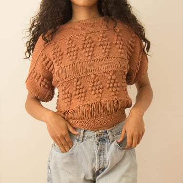 1980s Terracotta Cotton Bobble Knit 