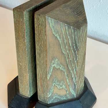 Art Deco - Style Vintage Wooden Bookends - Pair , Mid Century 