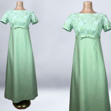 VINTAGE 60s Sage Green Shantung and Lace Formal | Black Lotus Vintage -  Lake Geneva, WI | ATTIC