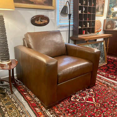 Spencer Track-Arm Leather Club Chair by Ethan Allen