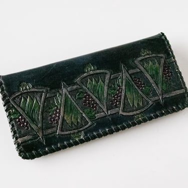 1970s Wallet Tooled Leather Western Floral 