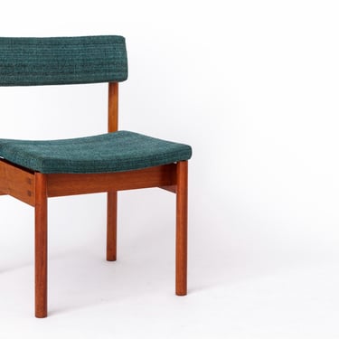 Rare Vintage Teak Desk Chair | Mid-Century Office Chair (1960s-1970s) | Original Green Upholstery 